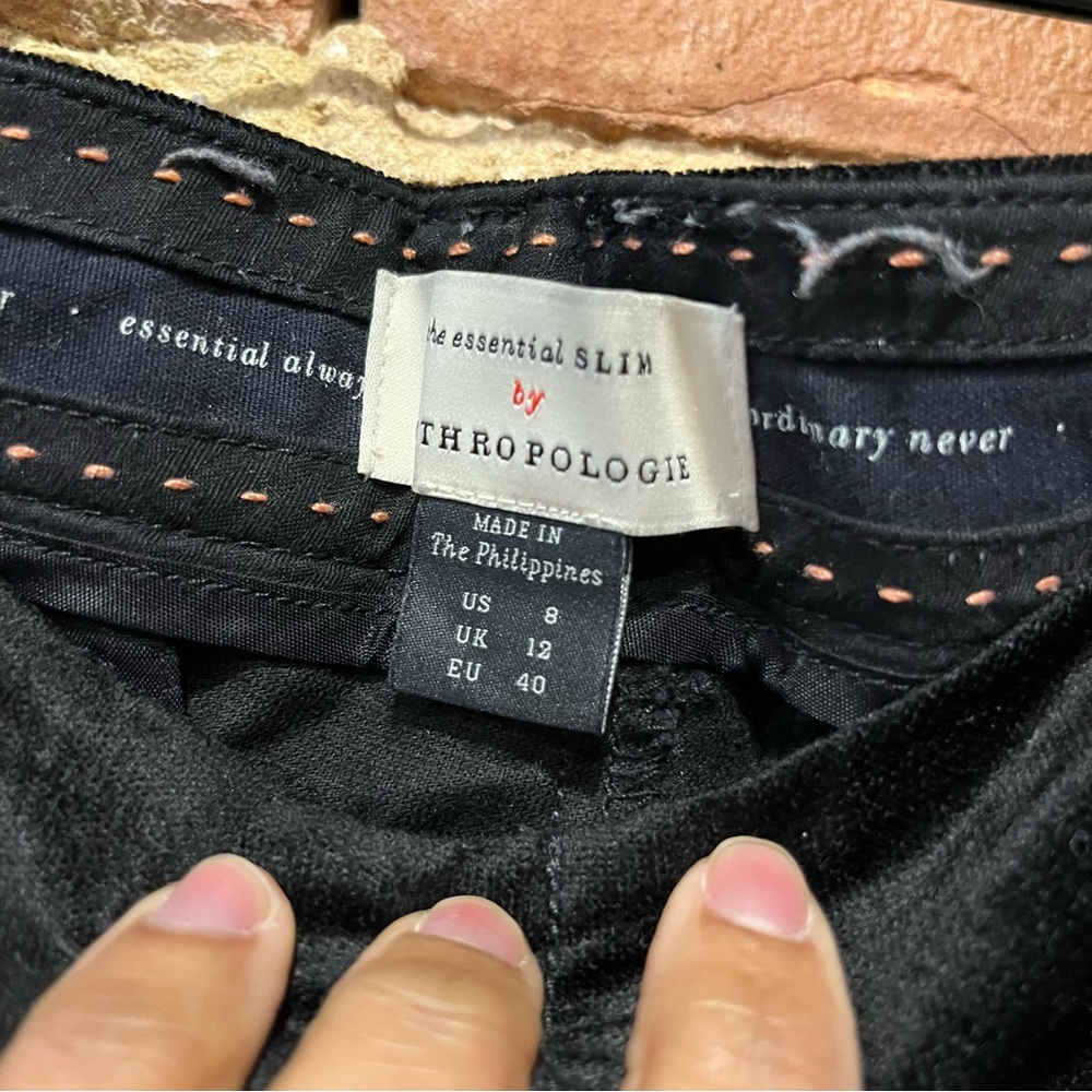 Anthropologie The Essential Velvet Slim Trousers US 8 Black - Picture 3 of 7